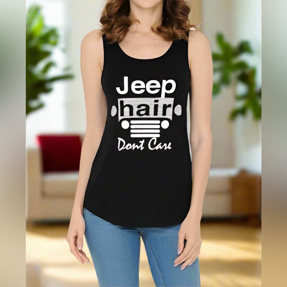 NEW Jeep Hair Don't Care Graphic Tank Top, Black M/XL/2XL/3XL - Picture 5 of 7